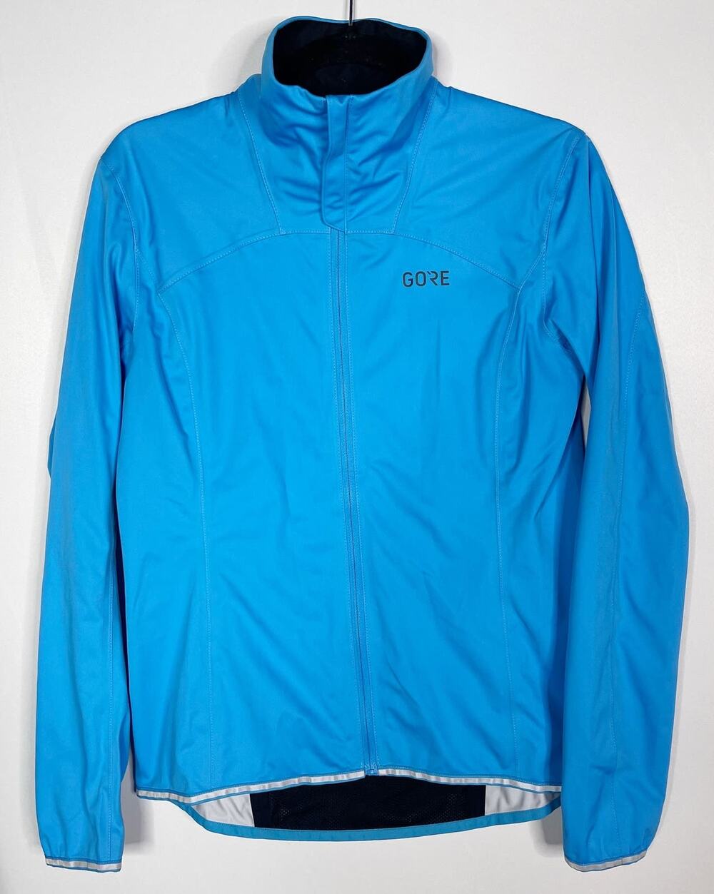 GORE Womens Medium M Cyan Blue Windproof Running Jacket Windstopper Zip Pocket